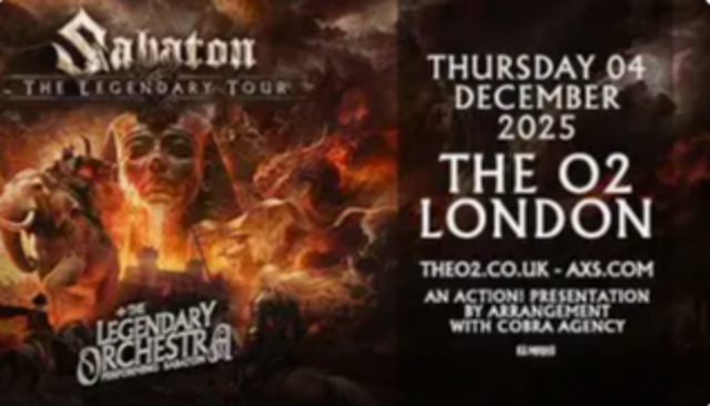 Sabaton: The Legendary Tour 04/12/2025 O2 Arena