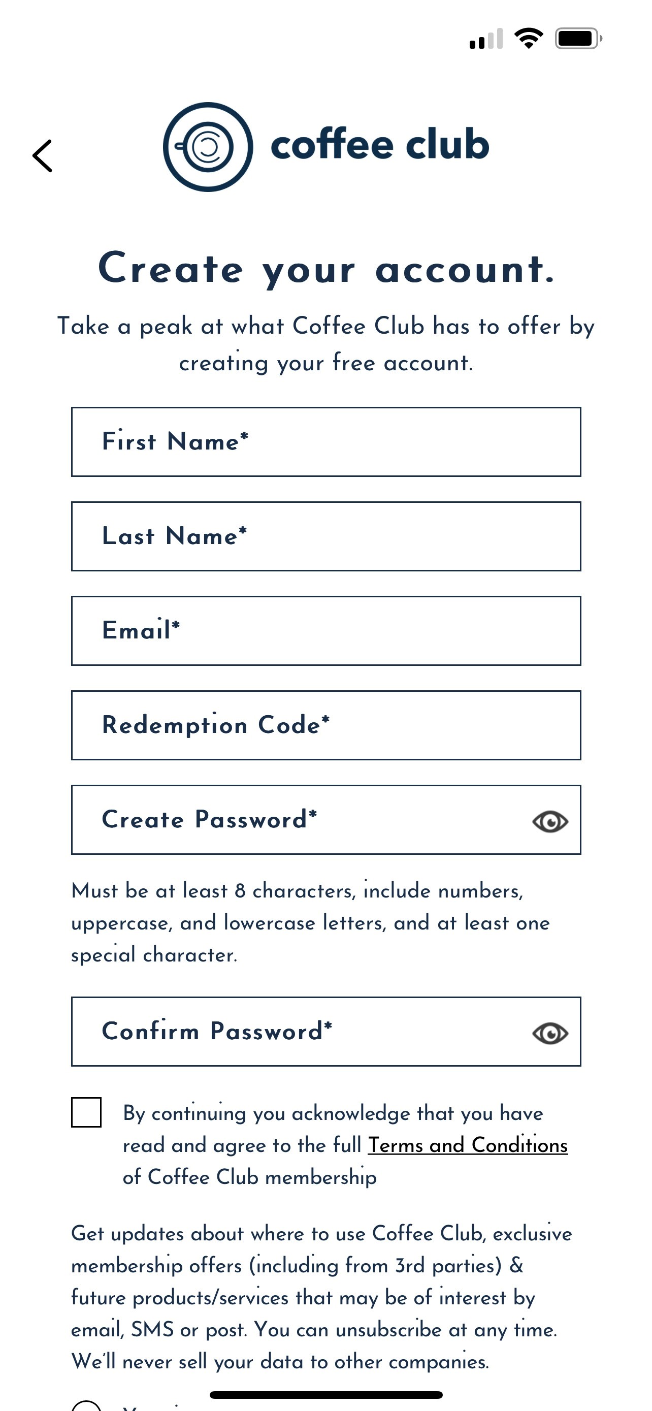 Coffee Club, Activating your Membership