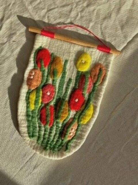 Wet Felted Meadow Wall Hanging Workshop 1